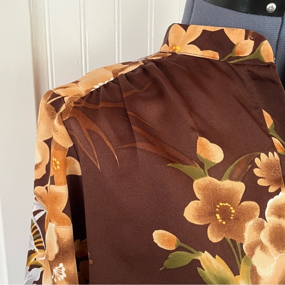 Vintage 60s 70s Brown Hawaiian Dress Casual Mumu MuuMuu House Dress Nightgown - Picture 13 of 14